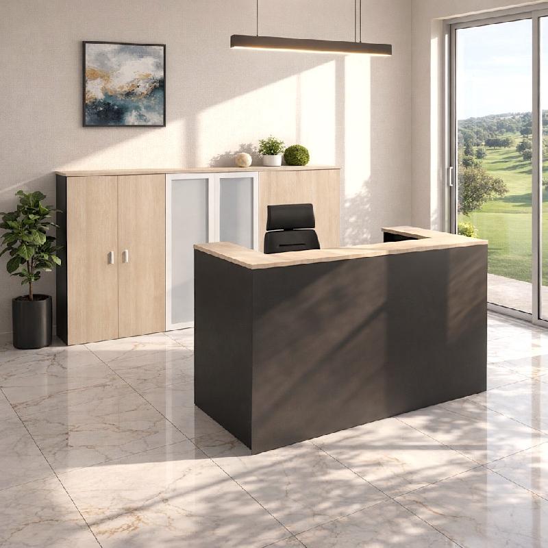 Banque d'accueil Delta First bicolore 1 personne - Mobel Linea - 144, Noir / acacia clair_0