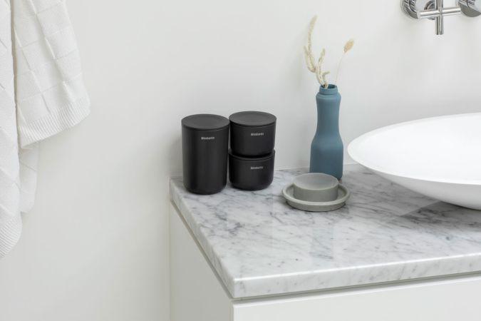 Pots de stockage -Kit de 3 - Dark Grey - Ensemble de 3 Pots de Rangement Brabantia ReNew pour épingles à cheveux, boucles d'oreilles et cotons-tiges_4