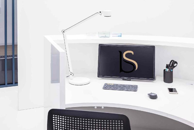 Comptoir d'accueil lumineux Valde - MDD - Blanc brillant, Droite_4