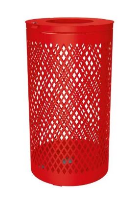 Corbeille publique Losange 120 litres - acier et tôle découpé - serrure à clé triangle_4