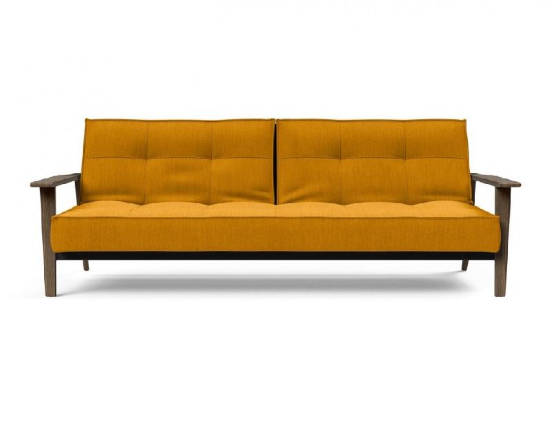 Canapé-lit design Innovation Living Splitback Frej - Convertible 115x210 cm - Chêne fumé - Tissu Elegance Burned Curry_4