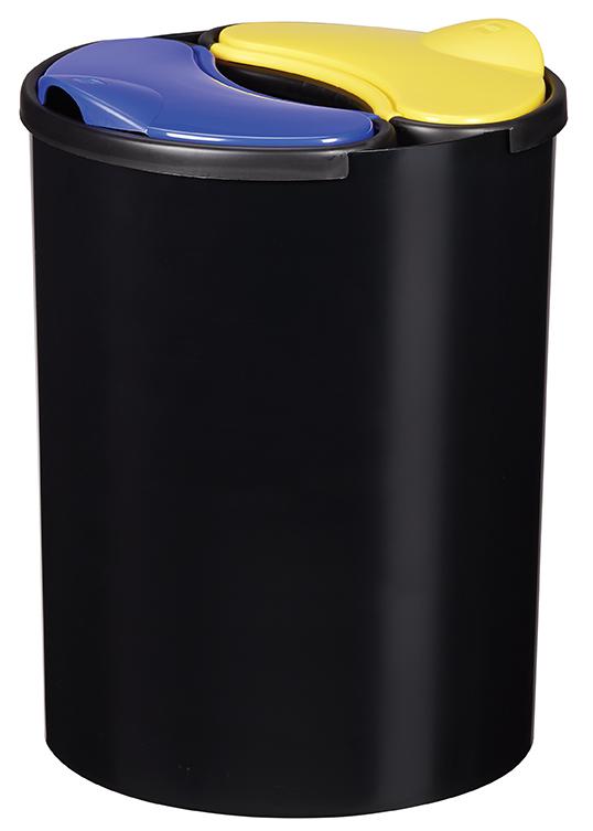 MODULTRI - Corbeille de tri sélectif 25L - Noir / Bleu / Jaune - Polystyrène antichoc recyclable - 3 compartiments_4