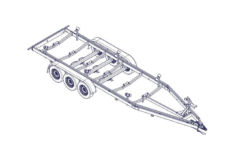 7m80-2m20 - 3x1800 kg - 3500 kg - VLEMMIX - Remorque Porte-Bateau_4