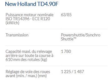 Tracteur agricole TD4.90F - New Holland - 85 ch - moteur Phase 3B - inverseur hydraulique Powershuttle_4