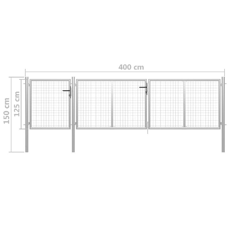 Vidaxl portail de jardin acier 400 x 100 cm argenté 144347_4