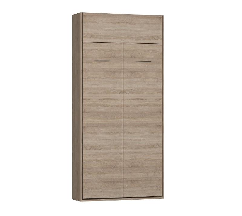 Armoire lit escamotable Dynamo Sofa - canapé intégré - chêne naturel - tissu marron - couchage 90x200 cm_4