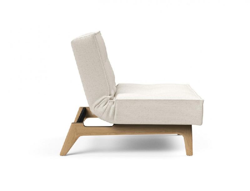 Innovation Living - Fauteuil Splitback Eik Convertible Lit 90x115 cm - Pieds en chêne naturel - Tissu bouclé Off White_4