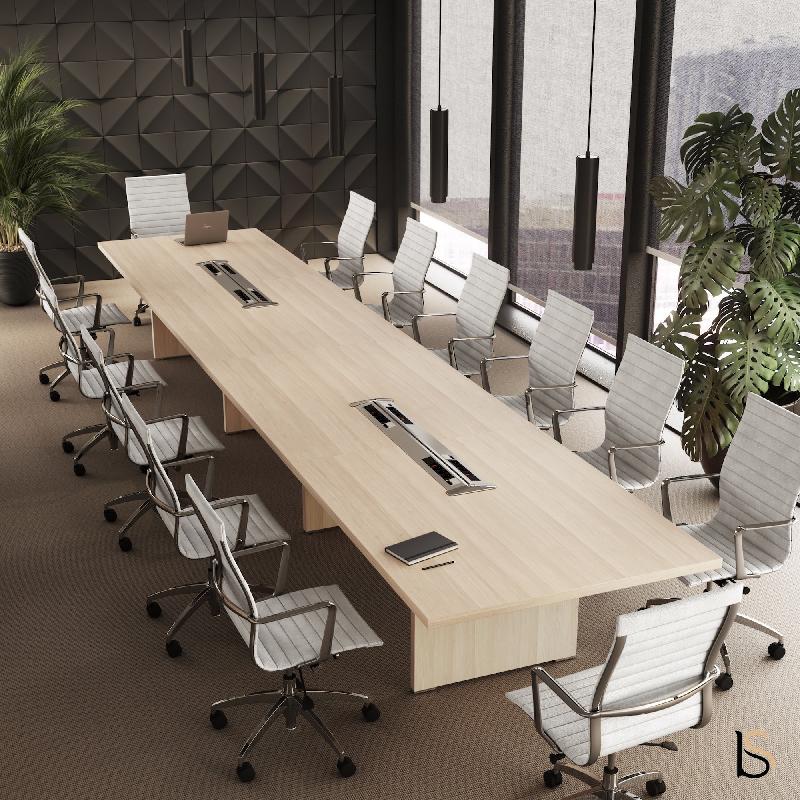 Grande table de réunion rectangulaire TAK - Mobel Linea. - Oui, Acacia clair, 600_4