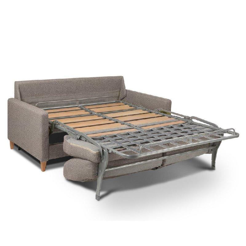 Canapé convertible OGGETTO - Matelas 16 cm - Système express - Sommier à lattes 160 cm - Velours beige - RENATONISI_4