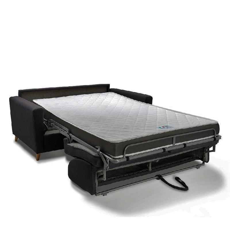 Canapé VIRGOLA convertible express - Matelas 16 cm - Sommier métal 140 cm - Tissu gris anthracite - Design scandinave_4