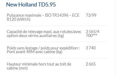 TD5.95 tracteur agricole - New Holland - 99 ch - inverseur hydraulique et cabine VisionView™_4