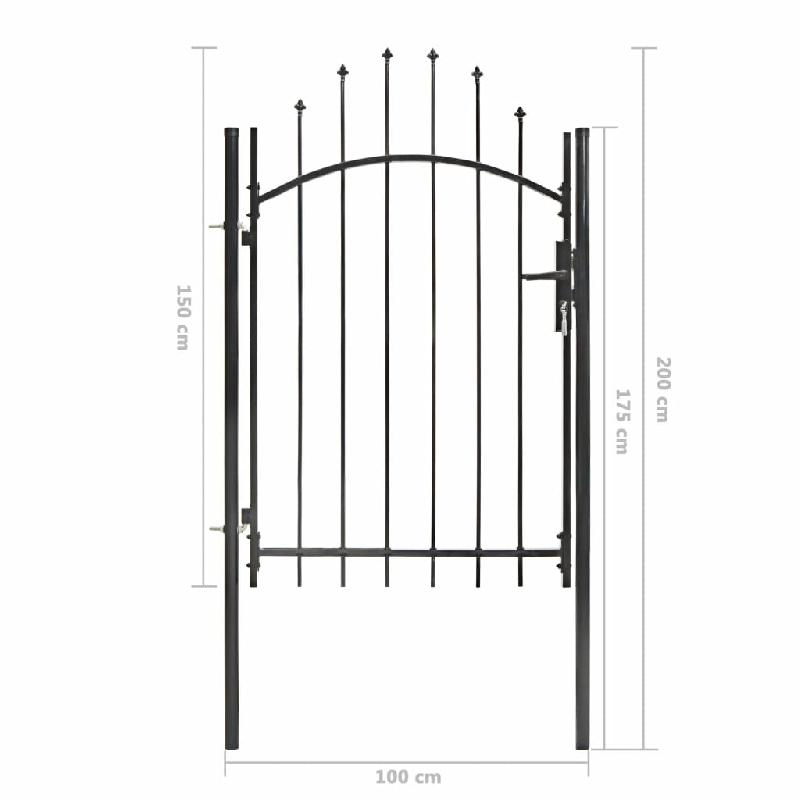 Vidaxl portail de jardin acier 1 x 2 m noir 143060_4