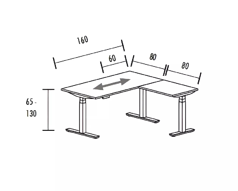 Bureau individuel avec retour réglable en hauteur à 3 moteurs So Baza_4