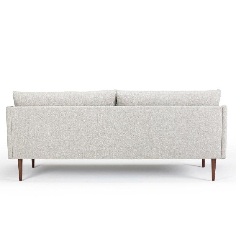 Canapé 3 places design scandinave Anton - tissu tweed sable - dossier capitonné et piétement en chêne_4