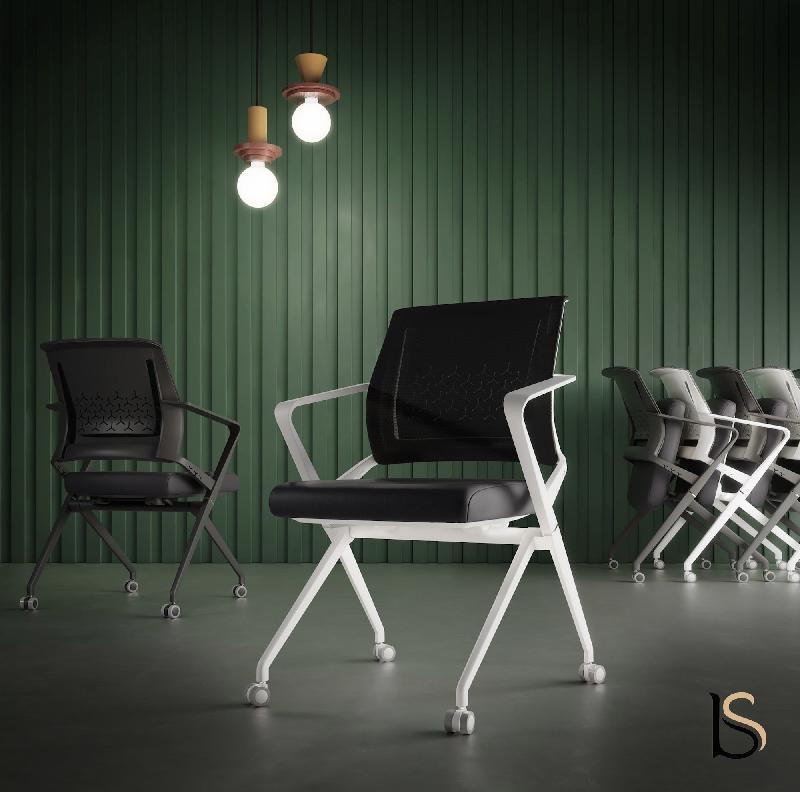 Chaise visiteurs avec assise pliante Plys - Mobel Linea - Blanc, 4 sièges_4