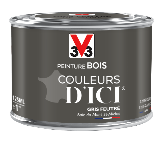 Peinture bois extérieur et intérieur Couleurs d'ici® V33 - gris feutré velours - 0.125 L - ultra-couvrante et résistante 10 ans_4