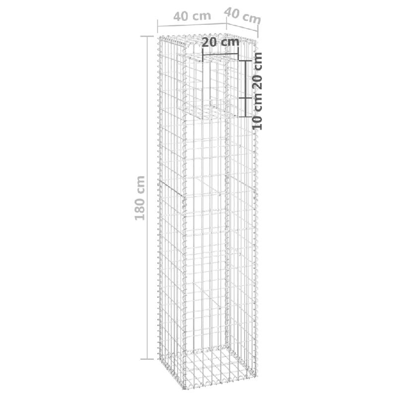 Vidaxl poteau à panier de gabion 40x40x180 cm fer 151264_4