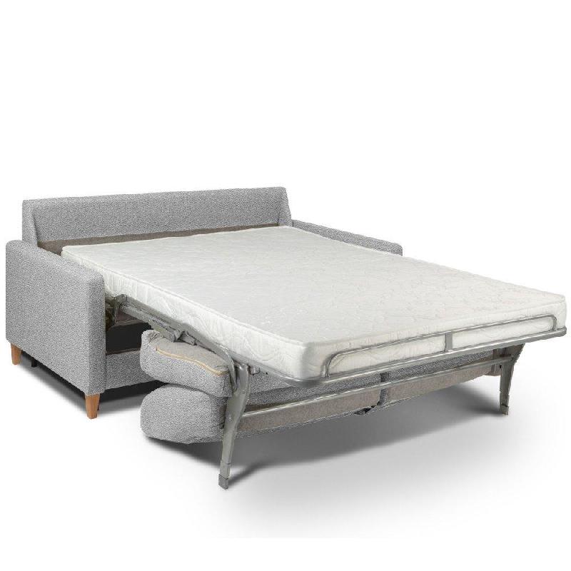 Canapé convertible OGGETTO en tissu gris clair - Matelas 16 cm, système express, sommier à lattes bois RENATONISI, couchage 160 x 197 cm_4
