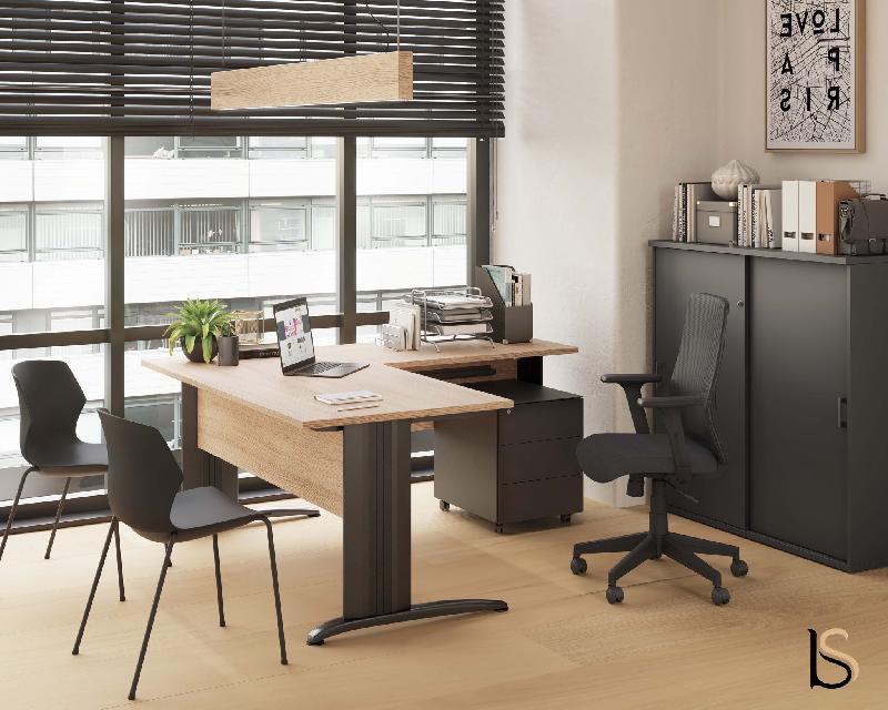 Bureau d'angle Sigma - Mobel Linea - 140, Blanc, Anthracite, Droite_4