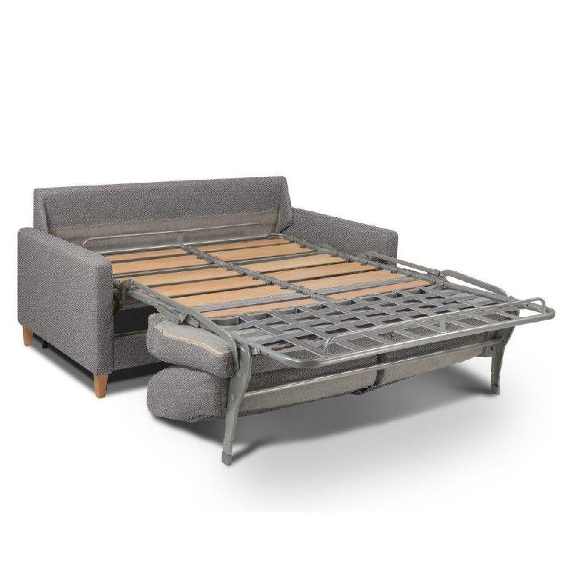 Canapé convertible OGGETTO - Matelas 16 cm - Système express - Sommier à lattes 160 cm - Tweed gris clair - Renatonisi_4