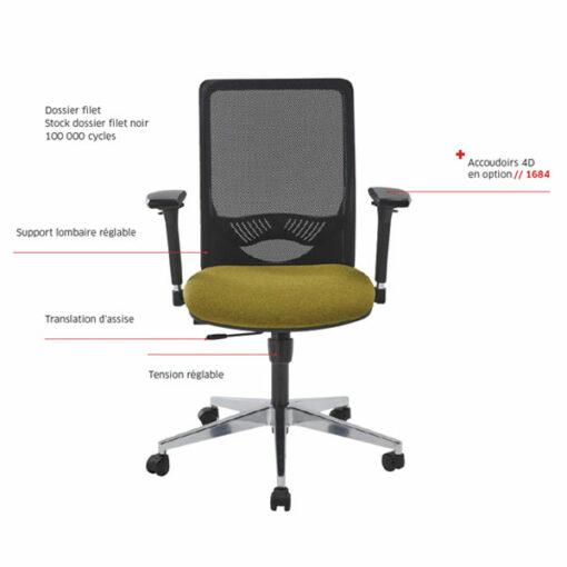 Chaise de bureau ergonomique DENZEL - neuf - diverses couleurs - support lombaire réglable - utilisation jusqu'à 8 heures par jour_4
