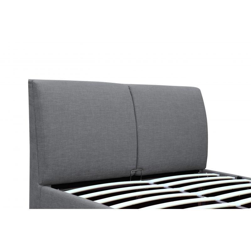 Lit coffre gris Orace 140x190cm - sommier relevable avec grand coffre de rangement et tête de lit effet coussin_4