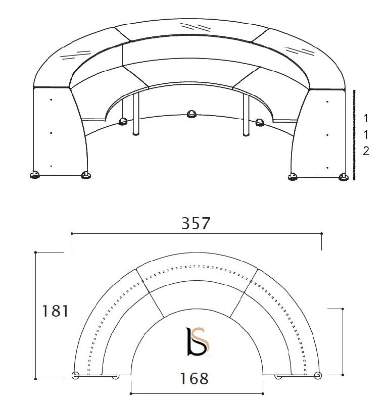 Banque d'accueil demi-lune Glass - Quadrifoglio. - Blanc, 357, Choisissez_4