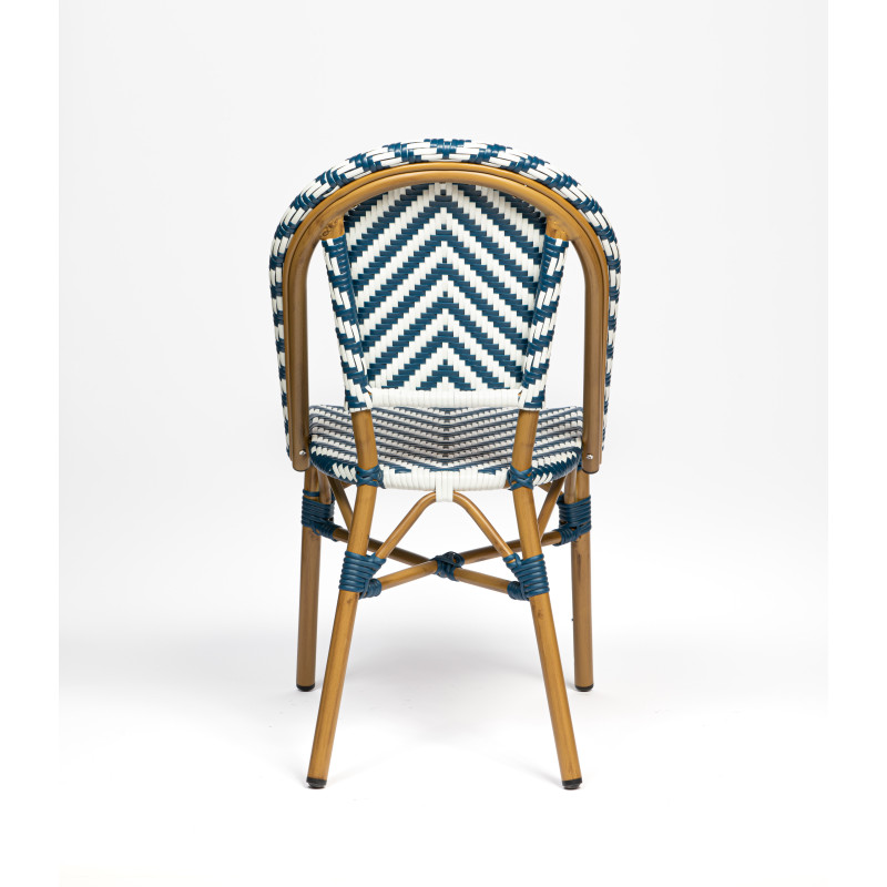 Chaise de terrasse esthétique et pratique - Rivoli - chevrons bleus et blancs - aluminium traité - empilable_4