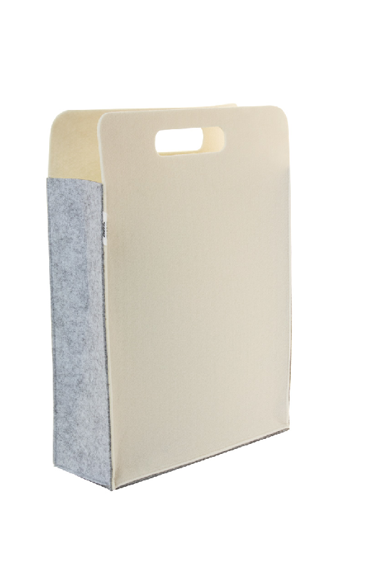 Sac à provisions en feutre RPET personnalisable - Impression quadri sur le devant et le dos - Avec poignées découpées, soufflet et étiquette RPET_4