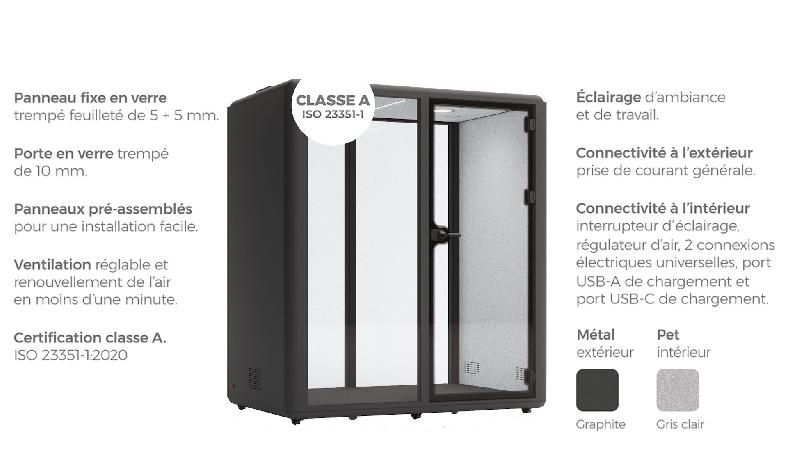 Cabine acoustique 2 personnes Domus M - Mobel Linea - Gris anthracite , Gris_4