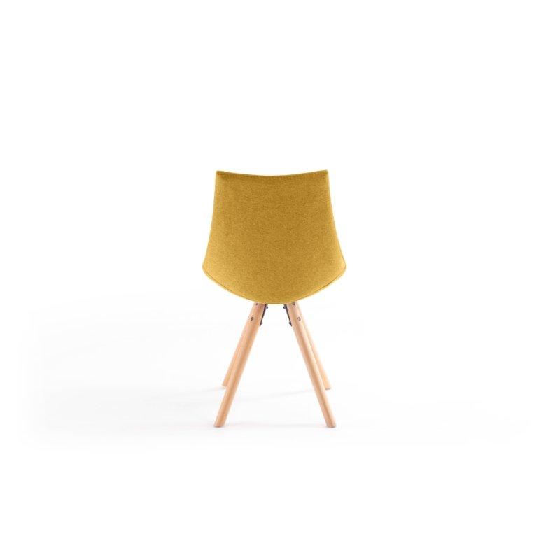 Lot de 2 chaises Sylvain - tissu jaune, pieds hêtre naturel, structure bois et métal_4