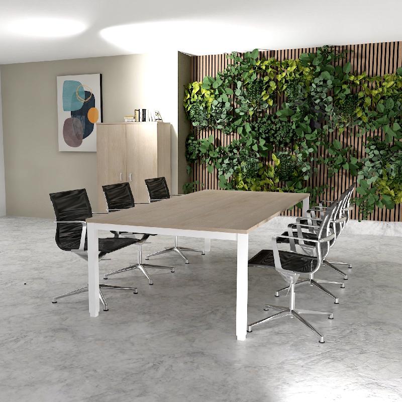 Table de réunion 6-8 personnes Tempo - Mobel Linea - Blanc 9010, 250, Acacia clair_0