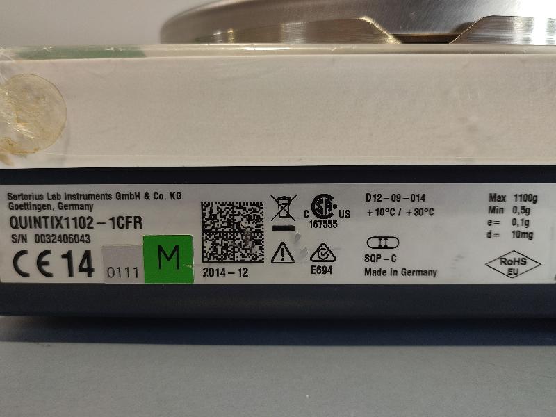 Balance de précision SARTORIUS QUINTIX 1102 1CFR  1100g / 0,01g_4