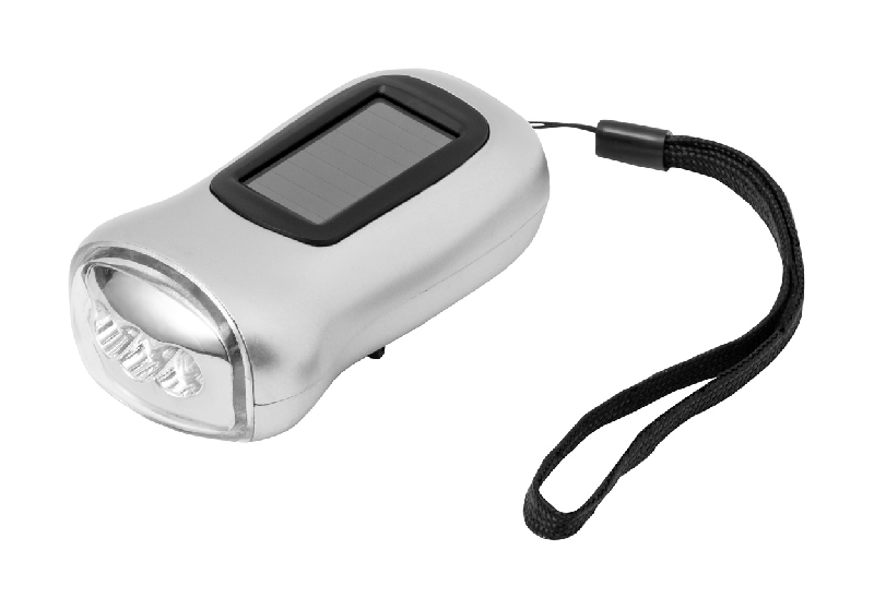 Lampe de poche - 3 LED - double alimentation solaire et manuelle - avec chargeur dynamo et boîtier ABS_4