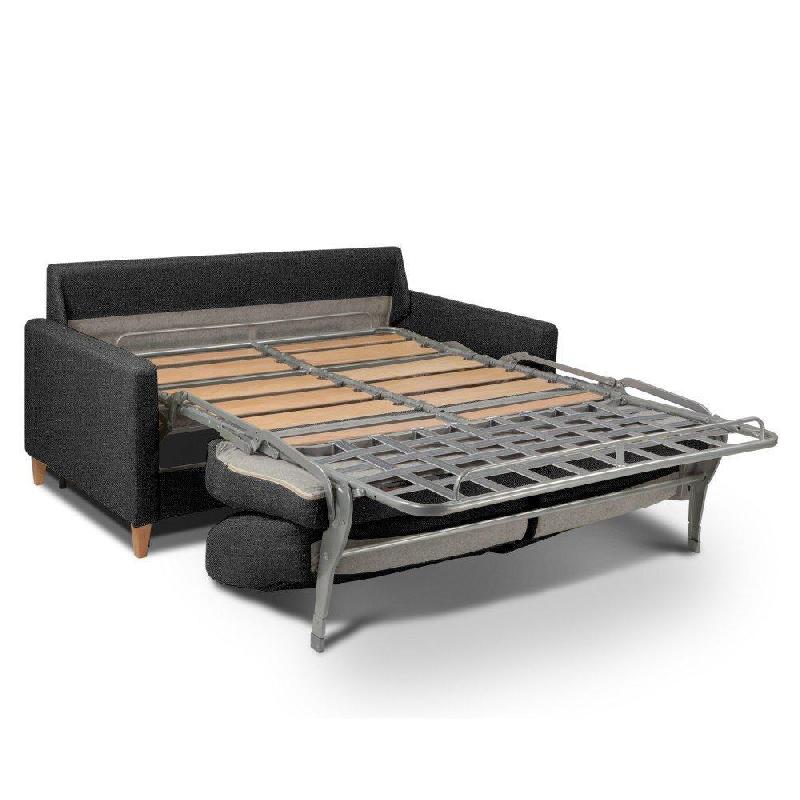 Canapé convertible OGGETTO - Matelas 16 cm - Système express - Sommier à lattes 160 cm - Tweed gris graphite - Renatonisi_4