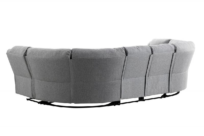 Canapé panoramique de relaxation 8 places MOSA - tissu gris - dossiers inclinables et repose-pieds_4