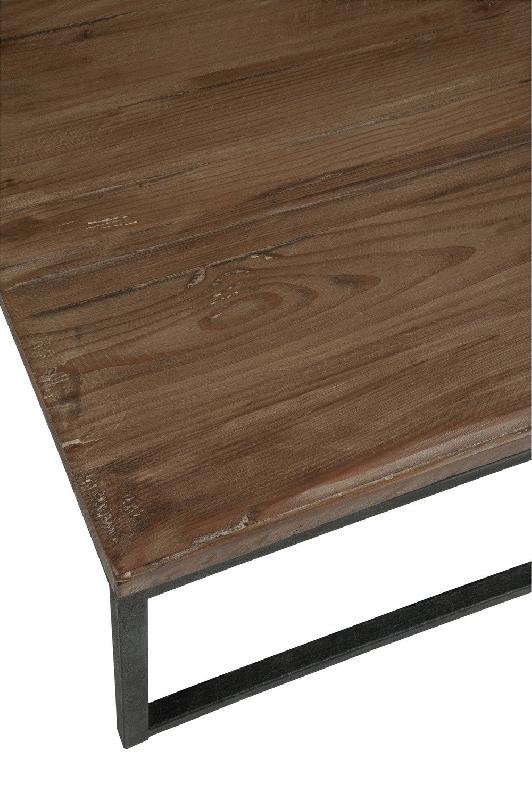 Set de 2 tables basses Bapita - bois massif marron et métal noir - style industriel_4