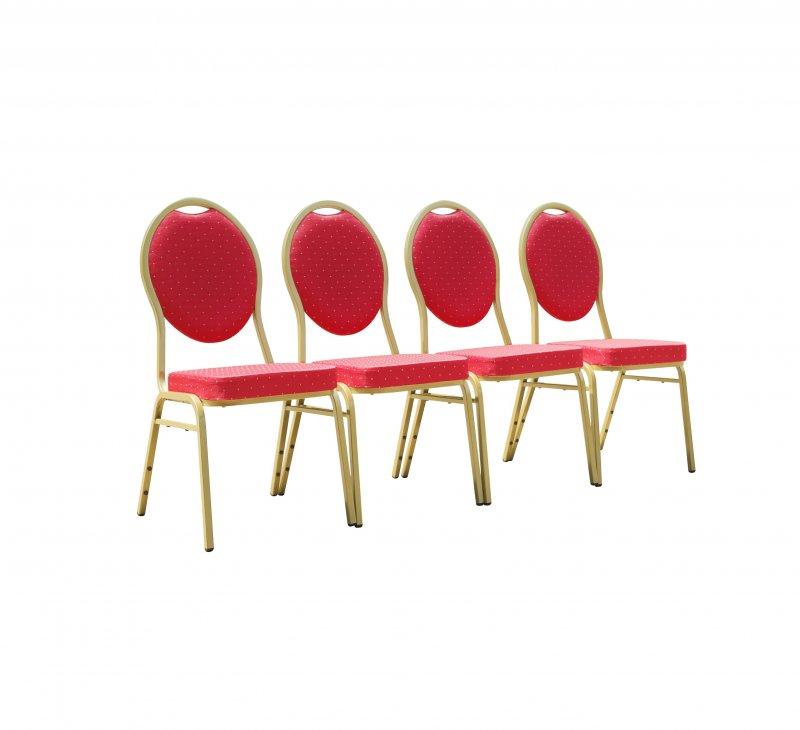 Lot de 12 Chaises Banquet Confort - Rouge et Dorée_4