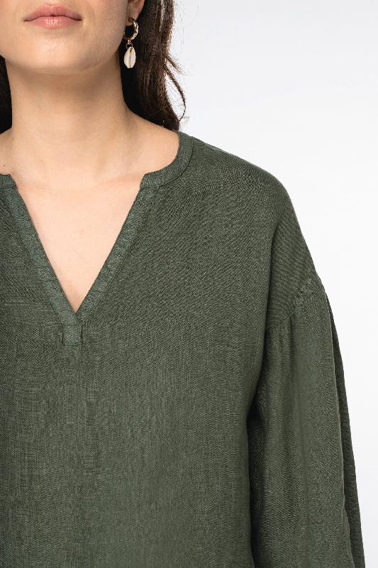 Blouse écoresponsable en lin pour femme - Native Spirit - Réf: NS524 - Tissu durable, thermorégulateur et léger_4