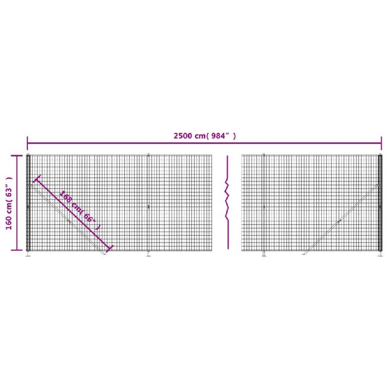 Vidaxl clôture en treillis métallique avec bride anthracite 1,6x25 m 154300_4
