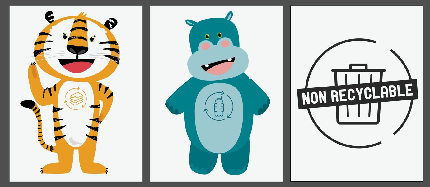 Poubelle en forme de train pour tri des déchets