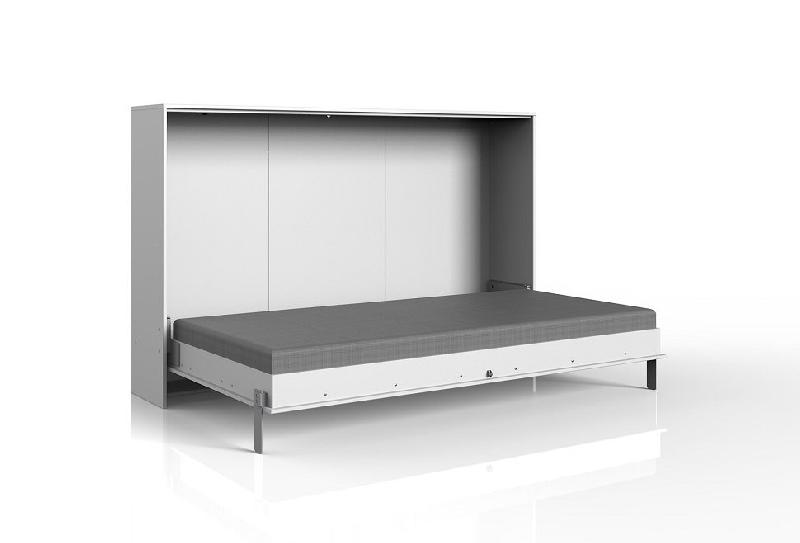 Lit escamotable horizontal Vanier blanc mat - Couchage 120 x 200 cm - Faible profondeur et gain de place_4