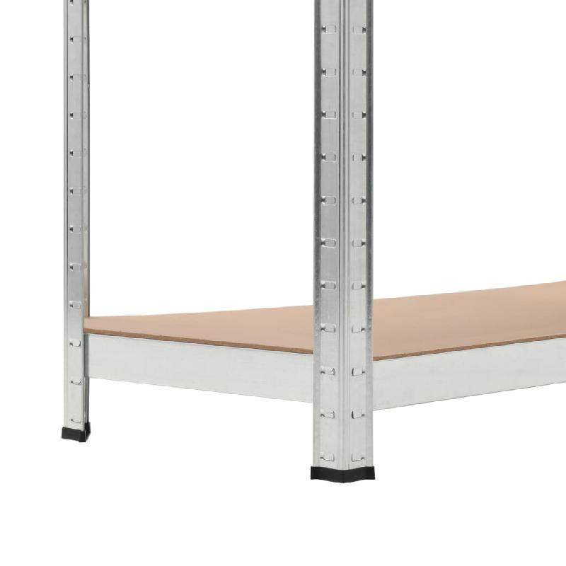 Vidaxl étagère de rangement 5 niveaux argenté acier et bois ingénierie 140646_4