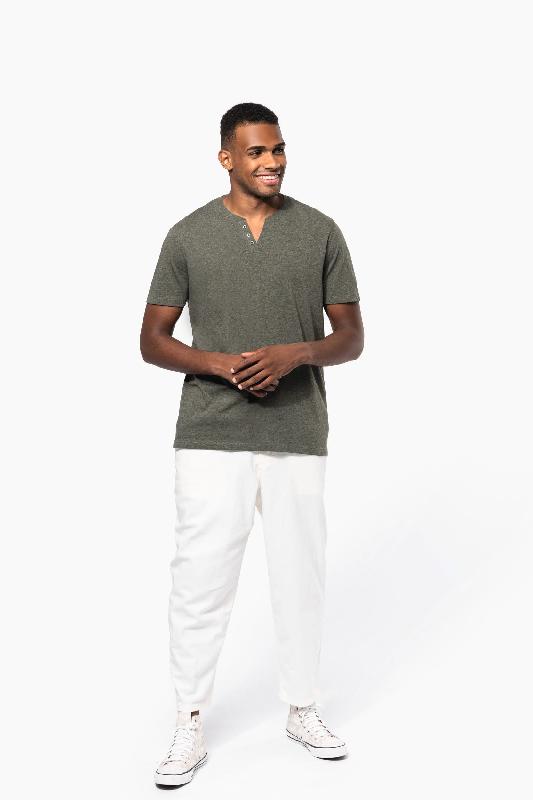 T-shirt écoresponsable Henley manches courtes homme - Kariban - 140 g - Réf: KNS302_4