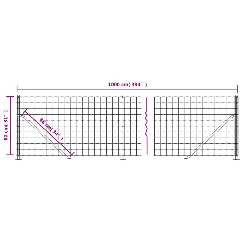 Vidaxl clôture en treillis métallique avec bride anthracite 0,8x10 m 154320_4