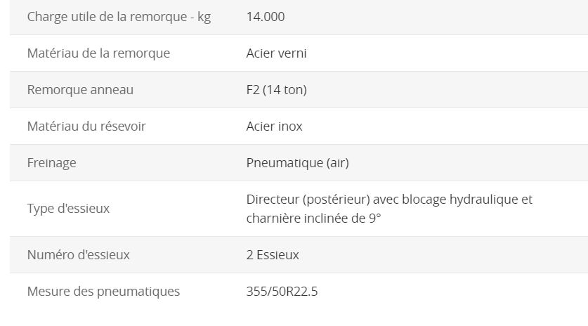 Cuve en acier inoxydable pour remorque agricole
