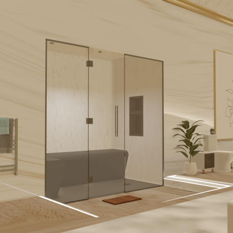 Kit de construction cabine de douche hammam - Paroi vitrée à carreler 200x120 avec générateur vapeur inclus_4