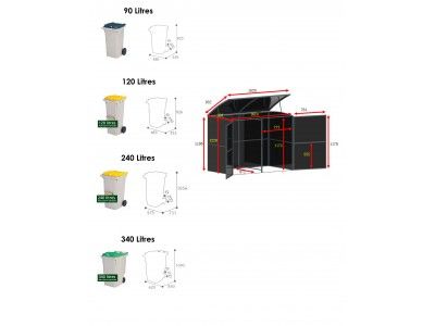 Abri pour poubelles avec grande capacité et facilité de montage