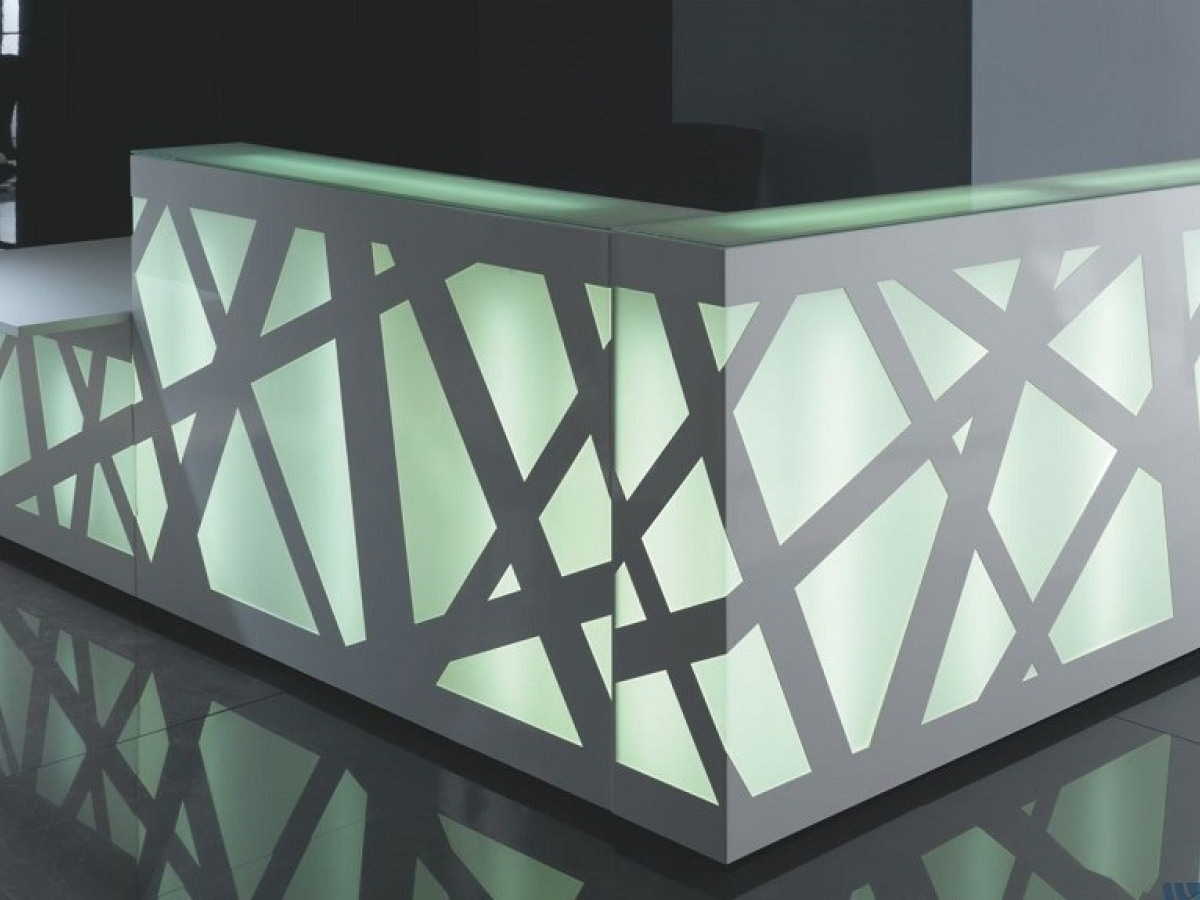 Banque d'accueil rétro-éclairée ZIG ZAG - design innovant avec LED programmable et modules PMR_4