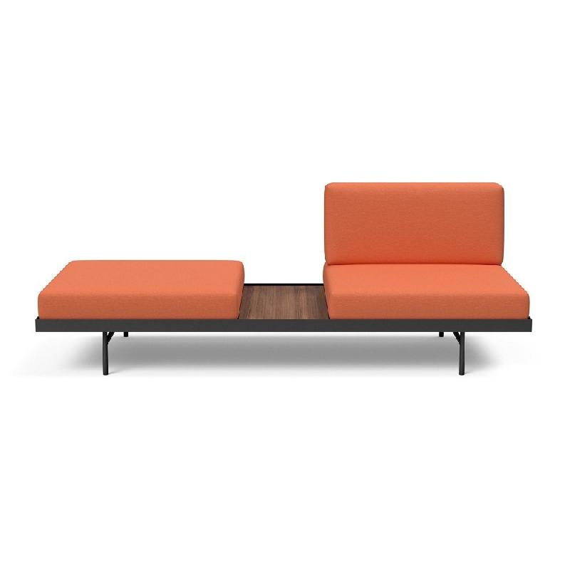 Innovation Living - Canapé design Puri convertible lit 195x80 cm tissu Argus Rust avec table en noyer_4